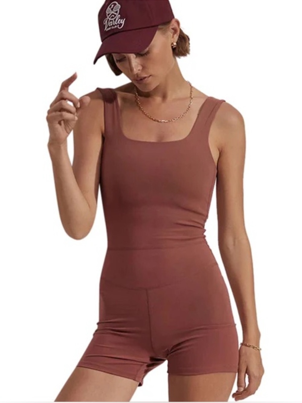 Varley Let's Move Bates All-In-One Romper in Apple Butter Red Brown Size M